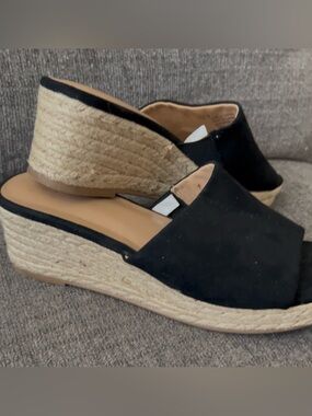 🌞 A New Day Black Upper Wedge Mule Shoes Size 7